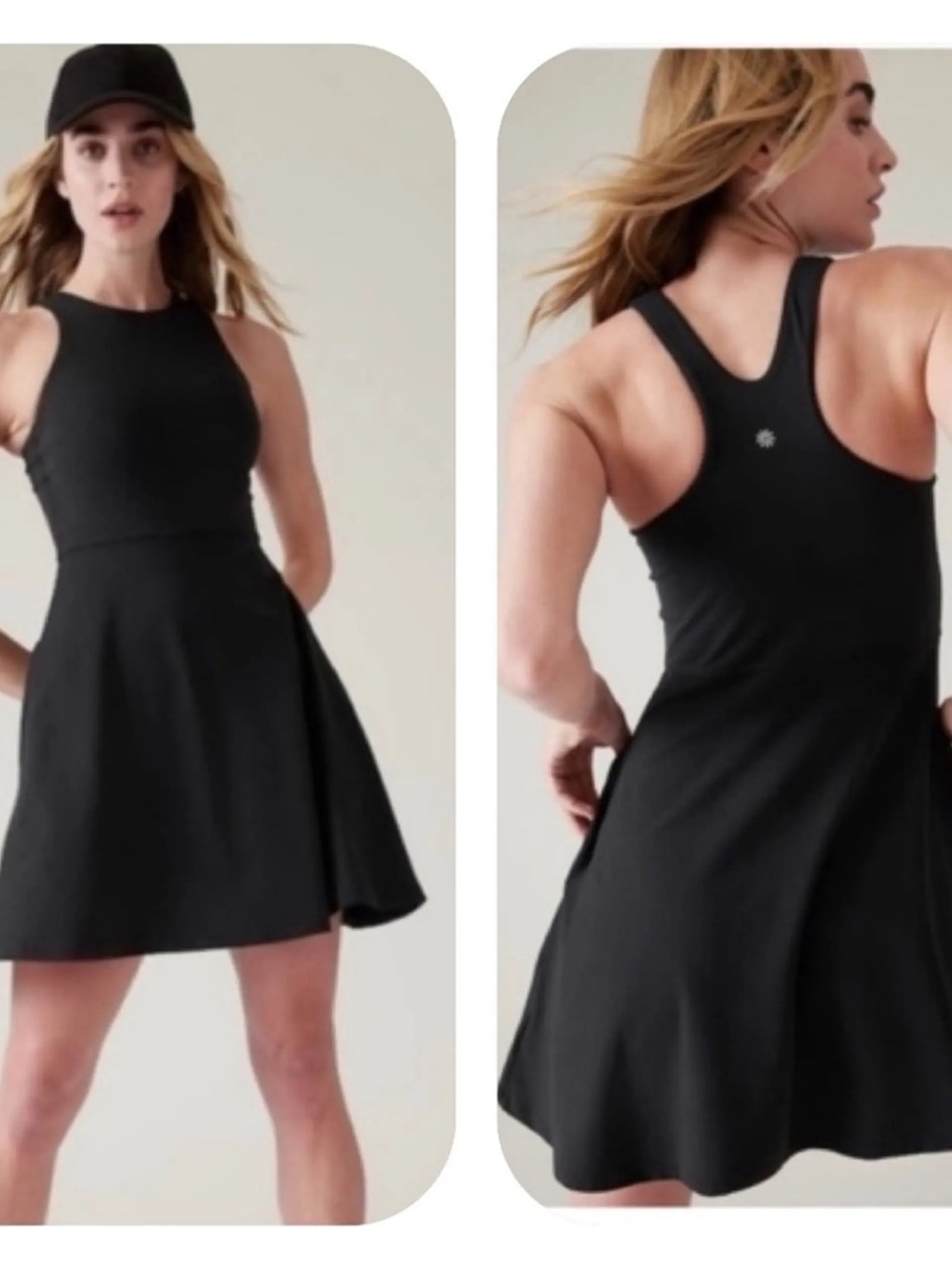 Athleta Black Racerback Fit-and-Flare Dress. size medium. NWT